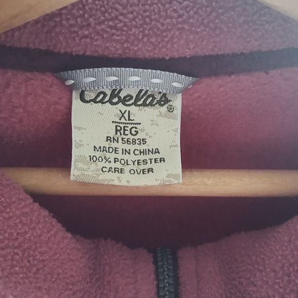 Cabela's Fleece 3/4 Zip Up XL Maroon - Picture 2 of 5